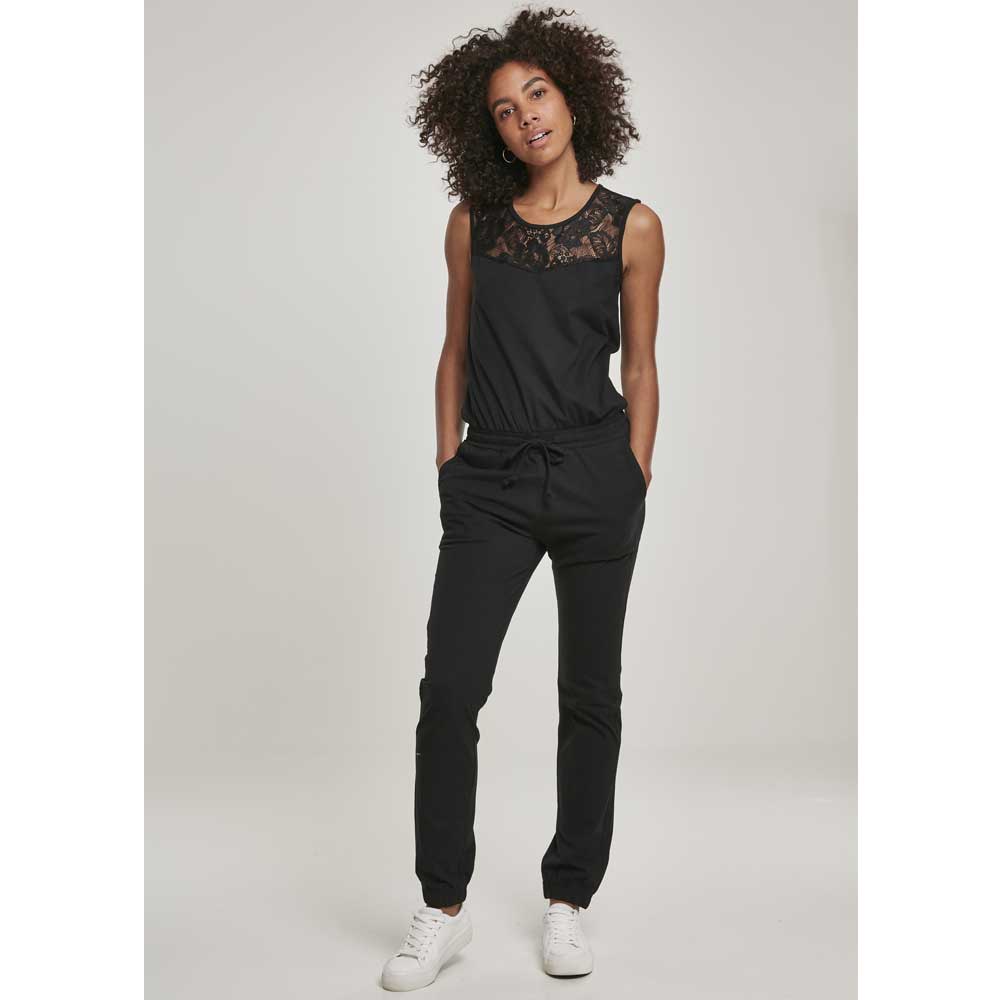 Urban Classics - Lace Block Jumpsuit - Noir